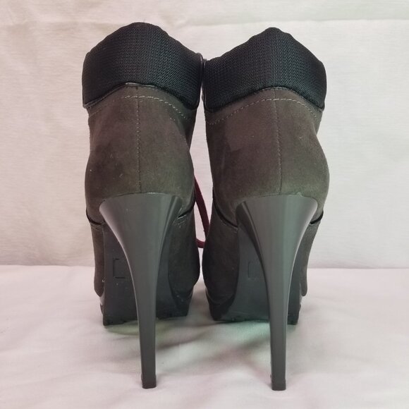 Xhilaration Women's Stiletto Brown with Red Lace Up Ankle Boots Booties Size 8 - Picture 3 of 5